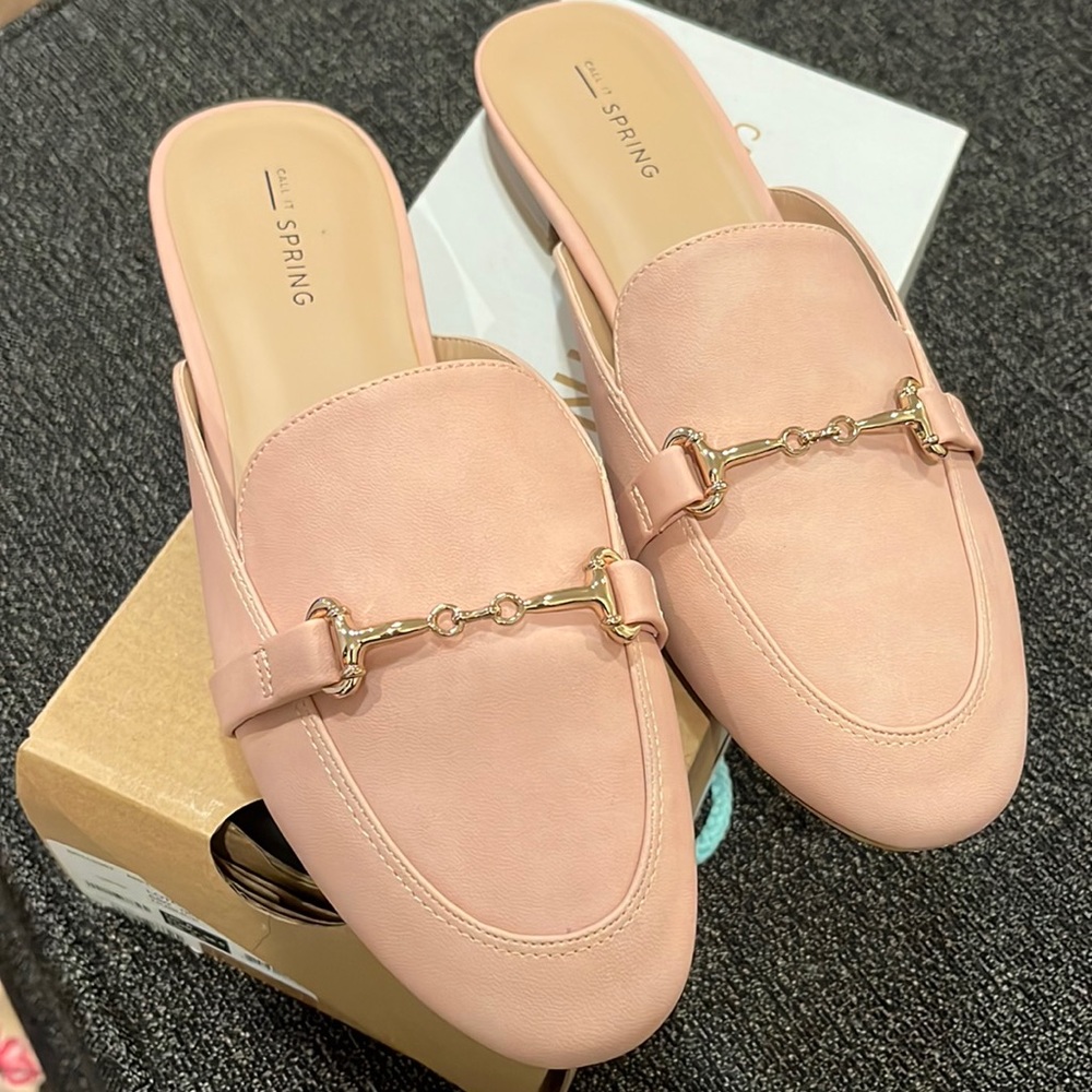 Call It Spring Pink Loafers (Mules)